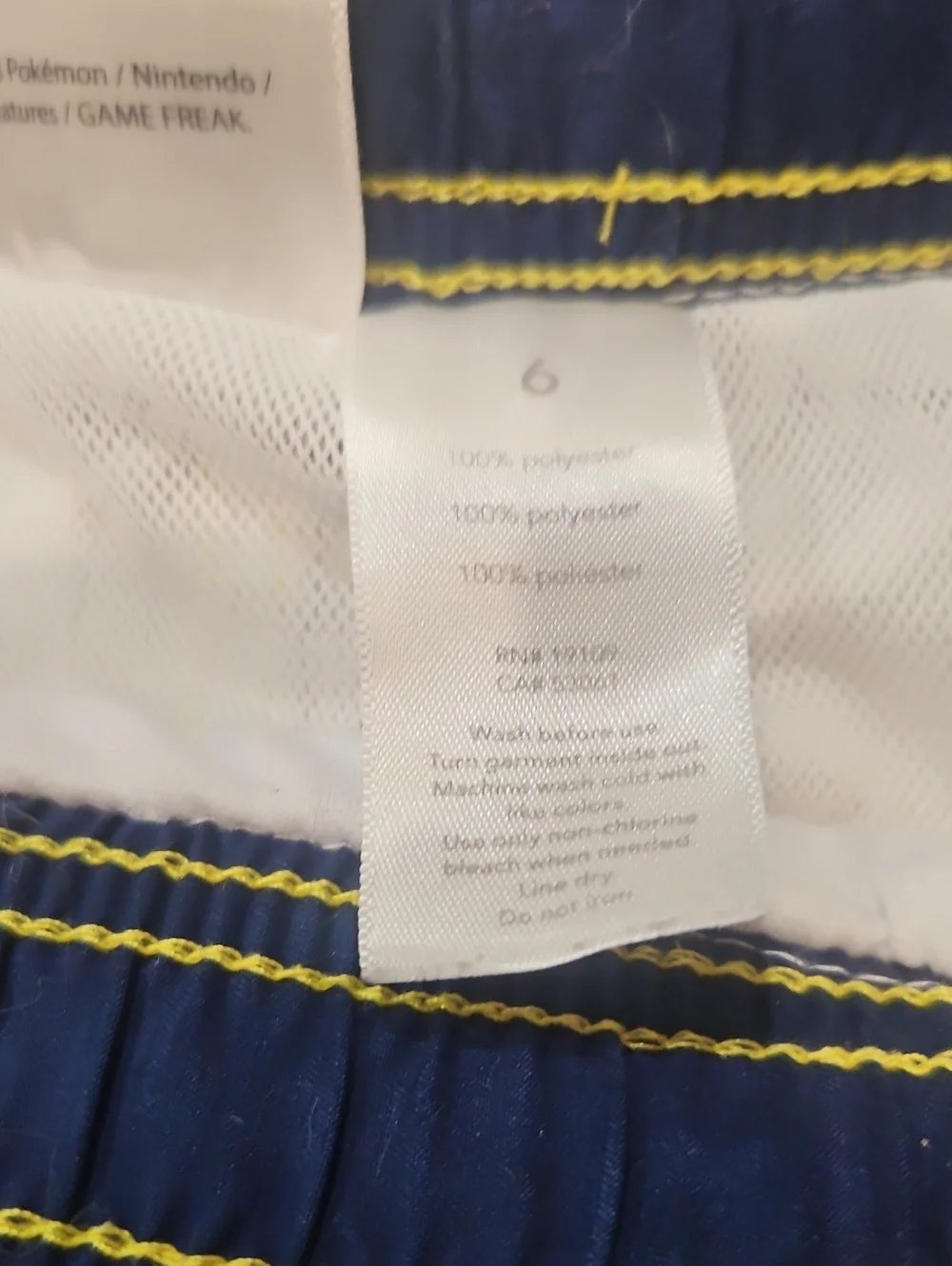 Euc Size 6 Pokemon Pikachu Grey Kids Swim Trunks with Yellow Drawstring